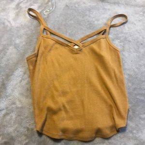 small mustard cropped tank top